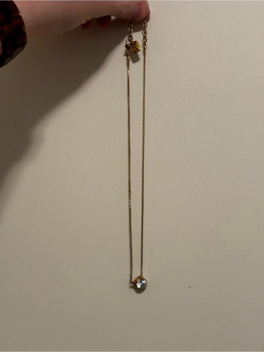 Givenchy Gold Pendant Necklace with Clear Round Stone - Picture 3 of 3